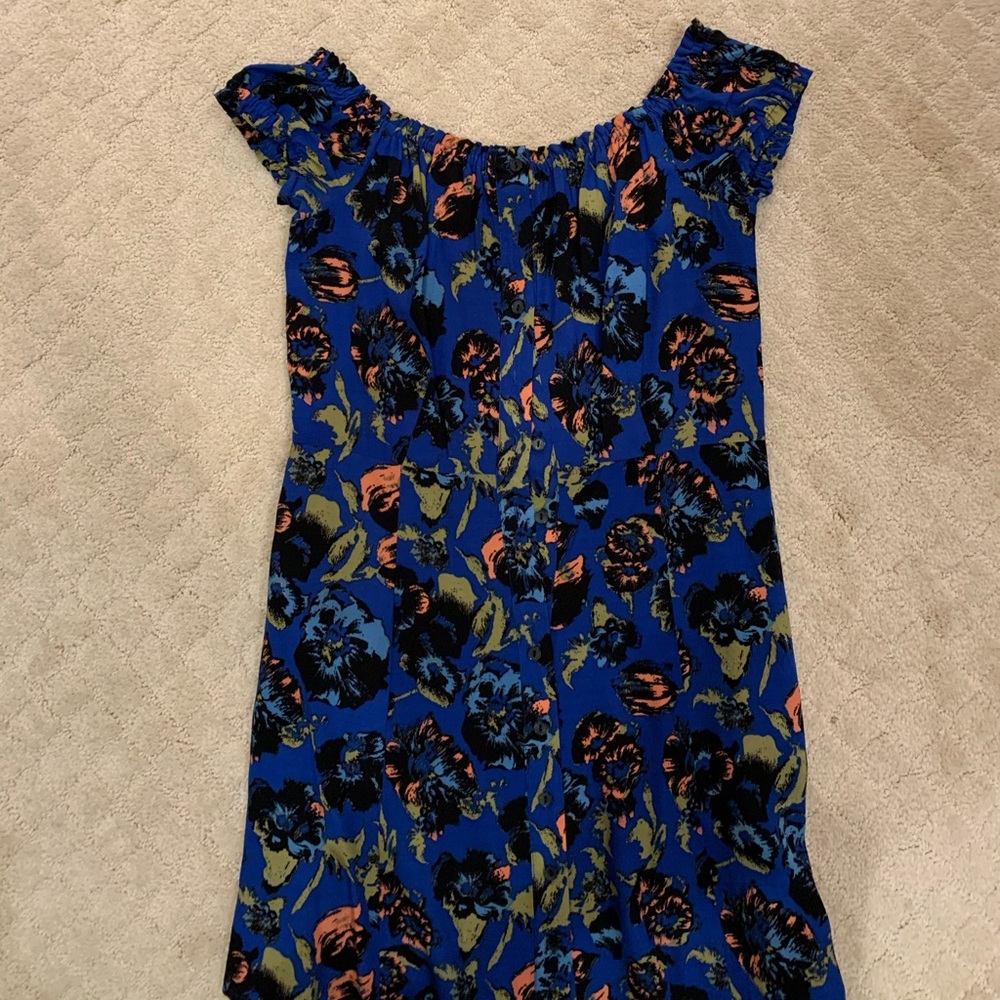 Free People Off Shoulder Blue Floral Dress